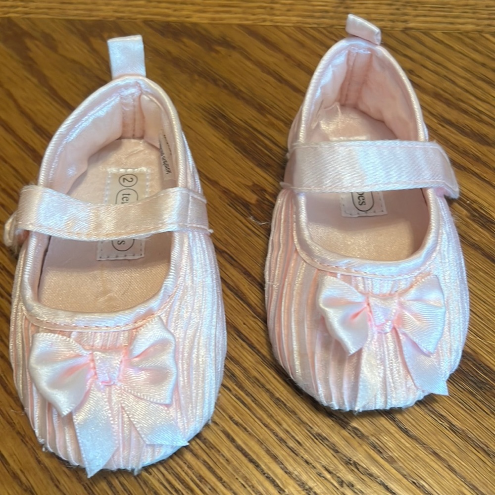 Pink slip on ballerina Shoes with velcro closure size 2